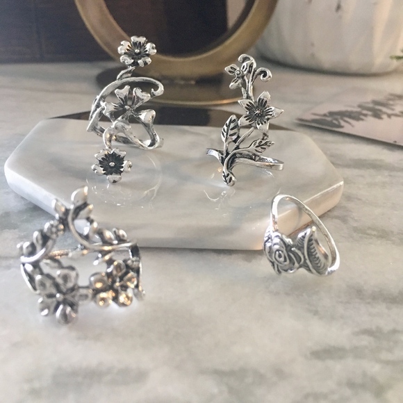❤️4-Piece Boho Flower Ring Set Vintage - Picture 5 of 8